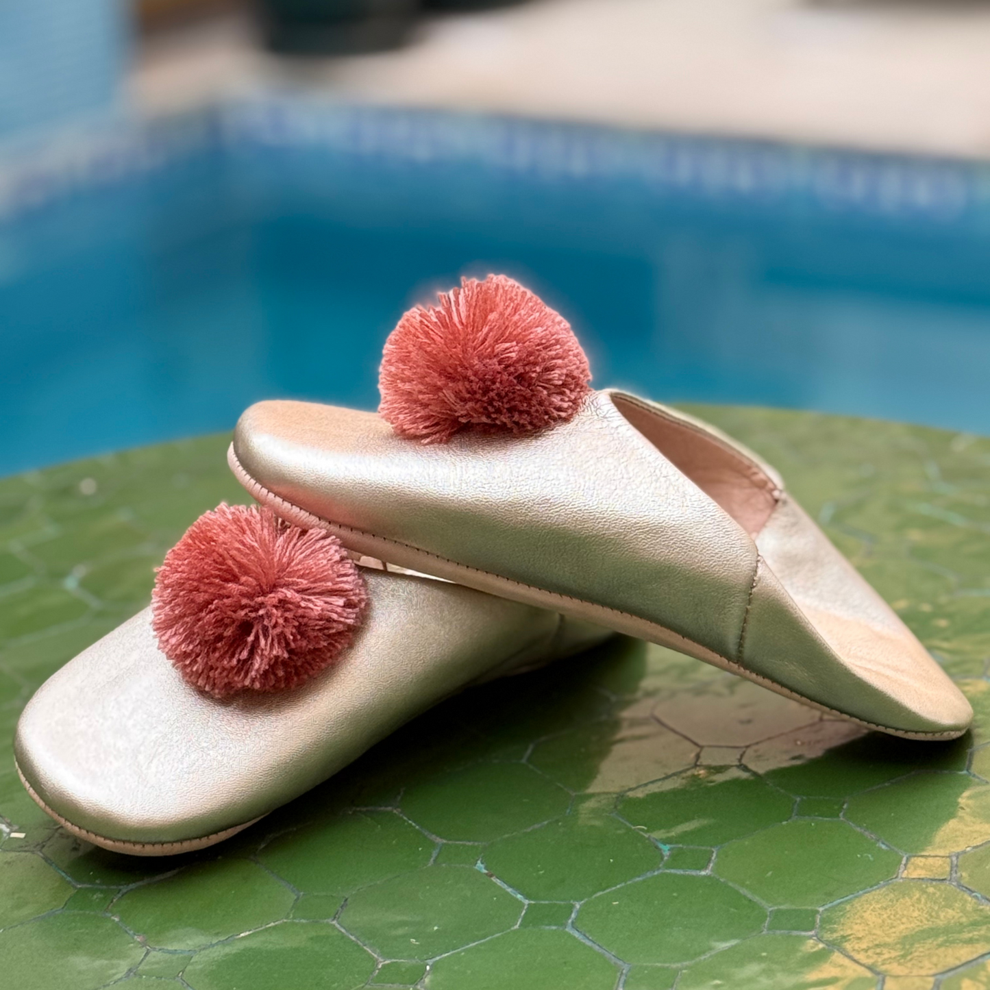 Babouche rose poudrée