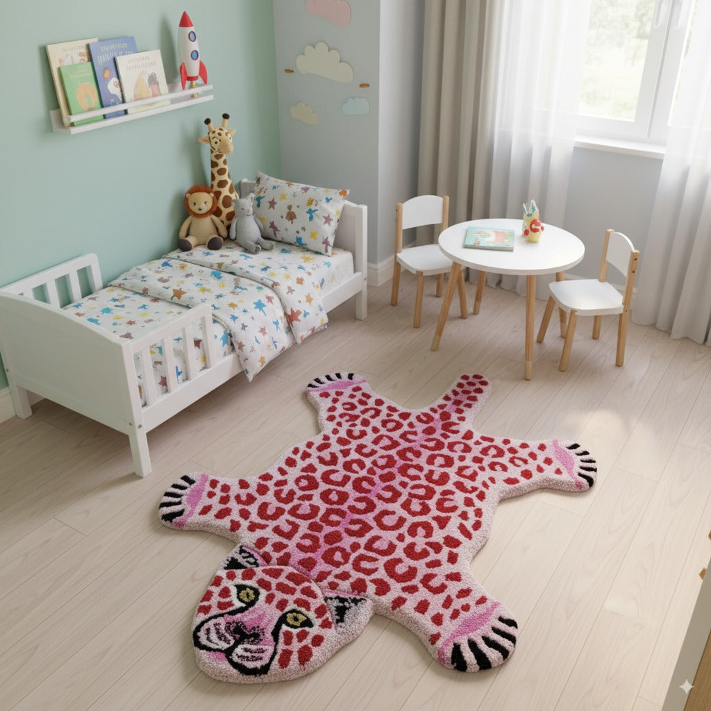 tapis animaux rose panthere