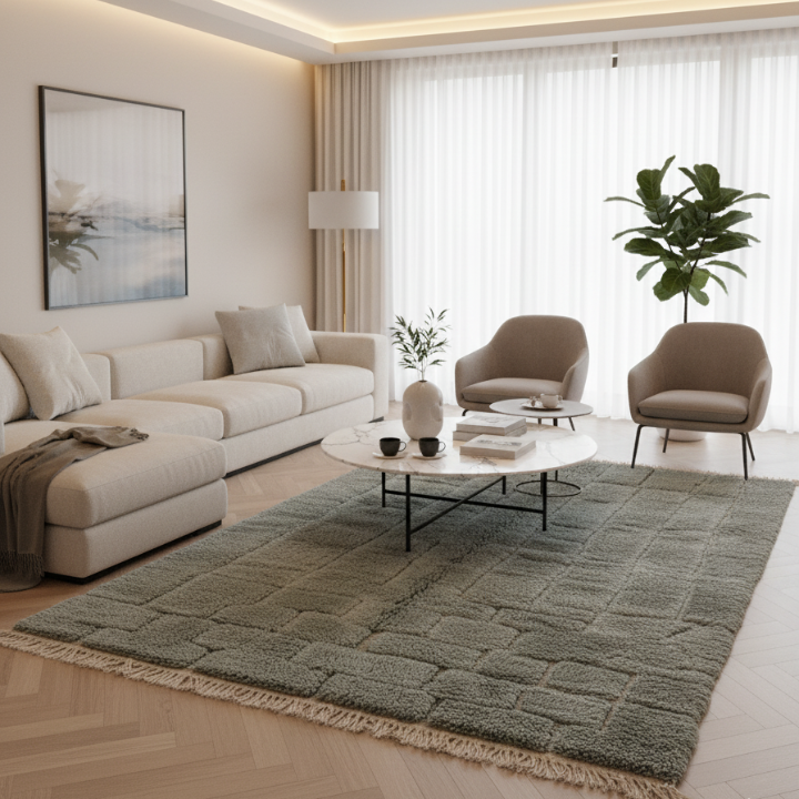 Tapis mrirt vert laine