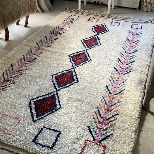 Tapis Azilal motifs losanges bordeaux - A319