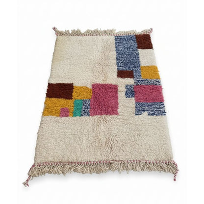 Tapis Beni Ouarain motifs carrés colorés - B119