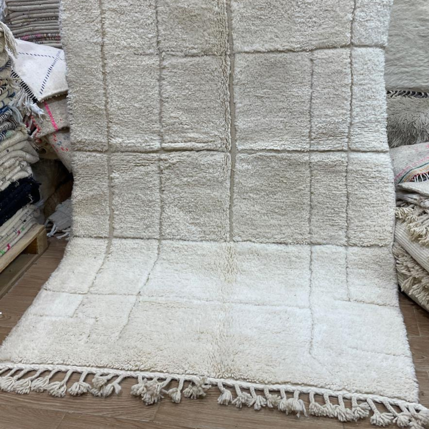 tapis laine écru