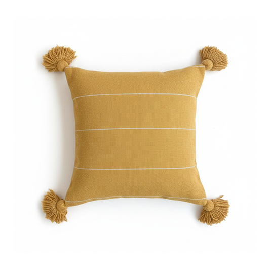 Housse coussin moutarde rayure