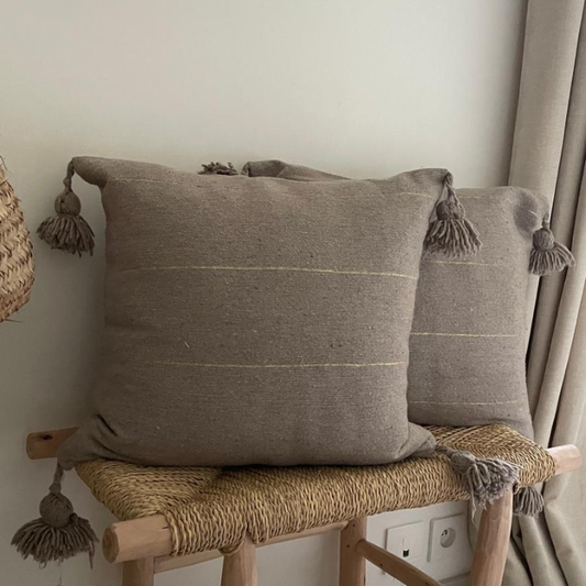 Housse coussin marron coton