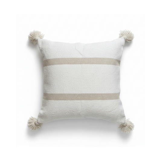 Housse coussin blanche avec rayure