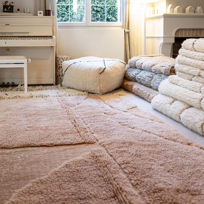Tapis laine rose 