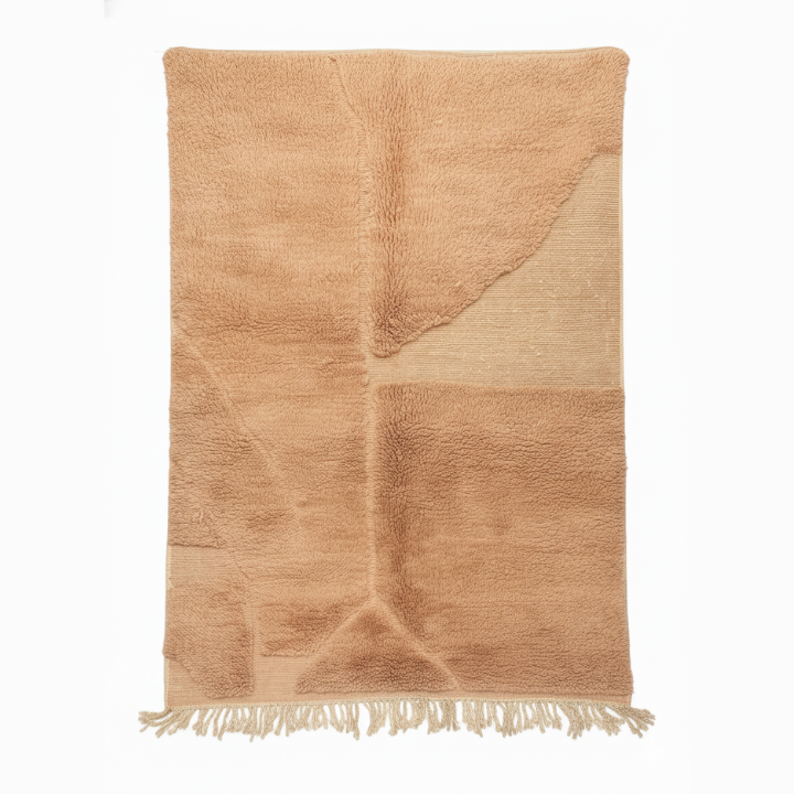 Tapis salon laine rose poudrée