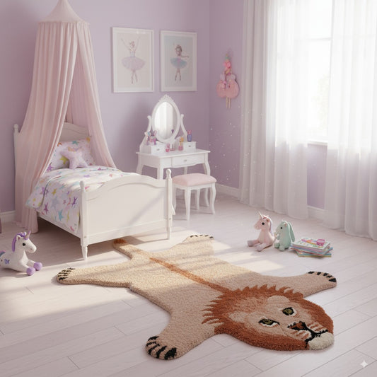 tapis lion rose